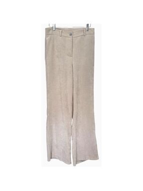 Vintage Made In Italy Tan Velour Corduroy Wide Leg Pants High Waist Sz 6 29"x30"